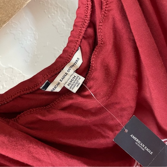American Eagle|SOFT Burgundy Floral Embroidered Romper, Off the Shoulder•••NWT - Picture 7 of 13